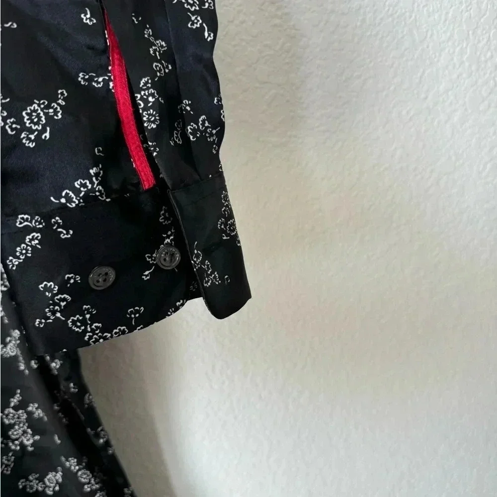 Equipment Natalia Tie Neck 100% Silk Black/White Floral Whimsical Tiered Dress - Picture 10 of 10